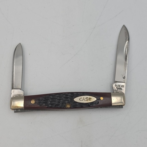 Vintage Case XX 62042 Pen Knife Jigged Delrin Handle 2 Blade Knife 4 Dot
